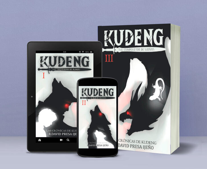 Cover Illustration for the fantasy saga of 3 books "Kudeng" writed by David Presa. Available in hardcover and kindle format.