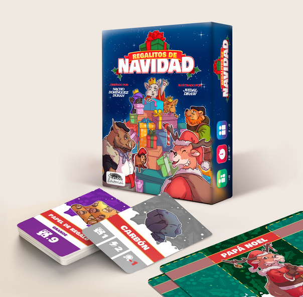"Regalitos de Navidad" Tabletop game with christmas topic full of color and kind atmosphere. Created by Nacho Domínguez