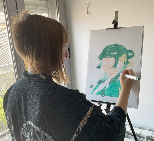 Me, drawing